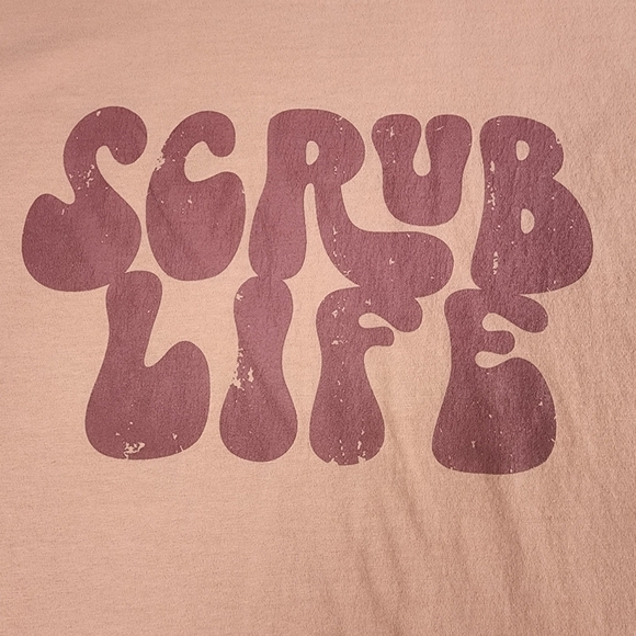 Scrub Life Peach T-Shirt By Comfort Wash Womens Size Medium Pink Graphics - Picture 2 of 8